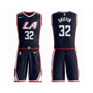Men's Los Angeles Clippers #32 Blake Griffin Authentic Navy Blue Basketball Suit Jersey - City Edition