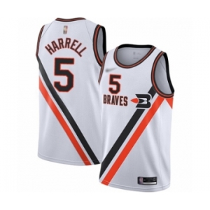 Men's Los Angeles Clippers #5 Montrezl Harrell Authentic White Hardwood Classics Finished Basketball Jersey