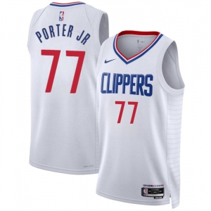 Men's Los Angeles Clippers #77 Kevin Porter Jr White Association Edition Stitched Jersey