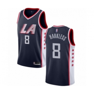 Men's Los Angeles Clippers #8 Moe Harkless Authentic Navy Blue Basketball Jersey - City Edition