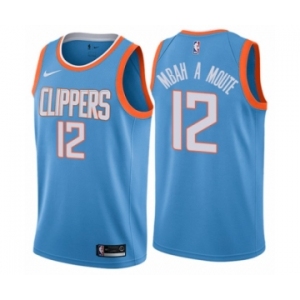 Men's Nike Los Angeles Clippers #12 Luc Mbah a Moute Authentic Blue NBA Jersey - City Edition