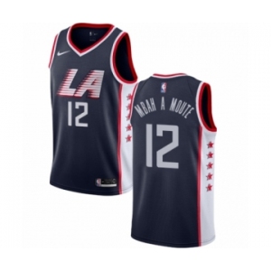 Men's Nike Los Angeles Clippers #12 Luc Mbah a Moute Authentic Navy Blue NBA Jersey - City Edition
