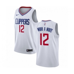 Men's Nike Los Angeles Clippers #12 Luc Mbah a Moute Authentic White NBA Jersey - Association Edition