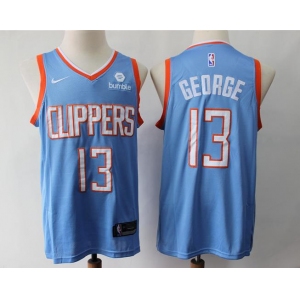 Men's Nike Los Angeles Clippers #13 Paul George Authentic Blue NBA Jersey - City Edition