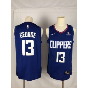 Men's Nike Los Angeles Clippers #13 Paul George Authentic Blue NBA Jersey - Icon Edition