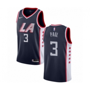 Men's Nike Los Angeles Clippers #3 Chris Paul Authentic Navy Blue NBA Jersey - City Edition