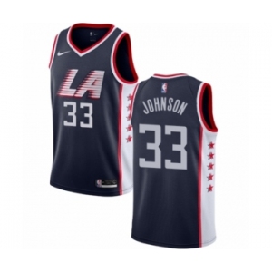Men's Nike Los Angeles Clippers #33 Wesley Johnson Authentic Navy Blue NBA Jersey - City Edition