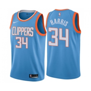 Men's Nike Los Angeles Clippers #34 Tobias Harris Swingman Blue NBA Jersey - City Edition