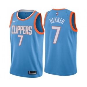 Men's Nike Los Angeles Clippers #7 Sam Dekker Swingman Blue NBA Jersey - City Edition