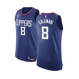 Men's Nike Los Angeles Clippers #8 Danilo Gallinari Authentic Blue Road NBA Jersey - Icon Edition