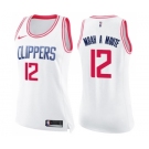 Women's Los Angeles Clippers #12 Luc Mbah a Moute Swingman White Pink Fashion Basketball Jersey