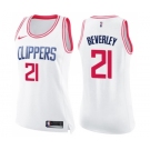 Women's Nike Los Angeles Clippers #21 Patrick Beverley Swingman White Pink Fashion NBA Jersey