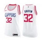 Women's Nike Los Angeles Clippers #32 Blake Griffin Swingman White Pink Fashion NBA Jersey