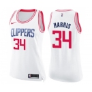 Women's Nike Los Angeles Clippers #34 Tobias Harris Swingman White Pink Fashion NBA Jersey