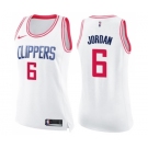 Women's Nike Los Angeles Clippers #6 DeAndre Jordan Swingman White Pink Fashion NBA Jersey