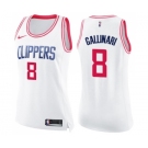 Women's Nike Los Angeles Clippers #8 Danilo Gallinari Swingman White Pink Fashion NBA Jersey