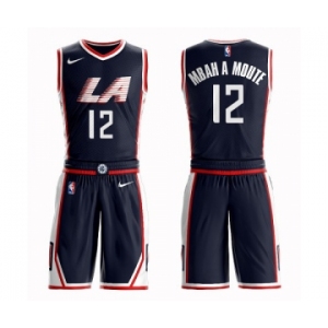 Youth Los Angeles Clippers #12 Luc Mbah a Moute Swingman Navy Blue Basketball Suit Jersey - City Edition