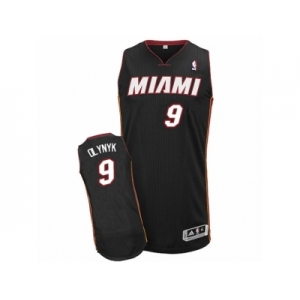 Men Adidas Miami Heat #9 Kelly Olynyk Authentic Black Road NBA Jersey