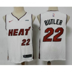 Men Miami Heat #22 Jimmy Butler White 2021 Nike Swingman Stitched NBA Jersey With The NEW Sponsor Logo