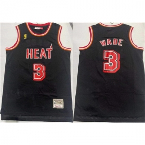 Men Miami Heat #3 Dwyane Wade Black Stitched Basketball Jersey