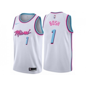 Men Nike Miami Heat #1 Chris Bosh Authentic White NBA Jersey - City Edition
