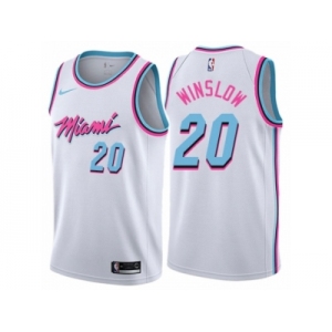 Men Nike Miami Heat #20 Justise Winslow Authentic White NBA Jersey - City Edition