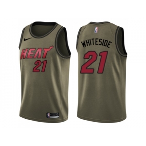 Men Nike Miami Heat #21 Hassan Whiteside Green Salute to Service NBA Swingman Jersey