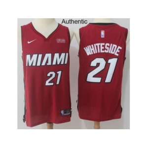 Men Nike Miami Heat #21 Hassan Whiteside Red NBA Authentic Statement Edition Jersey