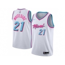 Men Nike Miami Heat #21 Hassan Whiteside White NBA Swingman City Edition Jersey