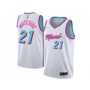 Men Nike Miami Heat #21 Hassan Whiteside White NBA Swingman City Edition Jersey