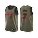 Men Nike Miami Heat #3 Dwyane Wade Green Salute to Service NBA Swingman Jersey