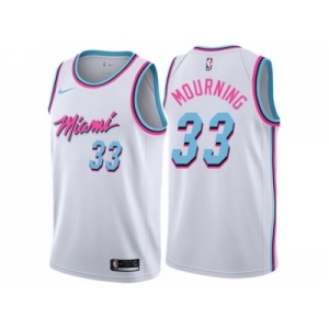 Men Nike Miami Heat #33 Alonzo Mourning Authentic White NBA Jersey - City Edition