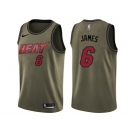 Men Nike Miami Heat #6 LeBron James Green Salute to Service NBA Swingman Jersey