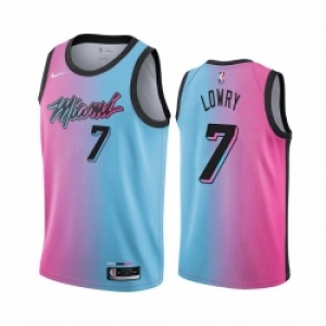 Men Nike Miami Heat #7 Kyle Lowry Blue Pink NBA Swingman 2020 21 City Edition Jersey