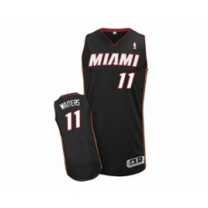 Men's Adidas Miami Heat #11 Dion Waiters Authentic Black Road NBA Jersey