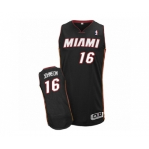 Men's Adidas Miami Heat #16 James Johnson Authentic Black Road NBA Jersey