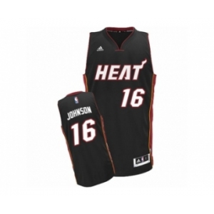 Men's Adidas Miami Heat #16 James Johnson Swingman Black Road NBA Jersey