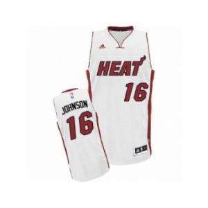 Men's Adidas Miami Heat #16 James Johnson Swingman White Home NBA Jersey