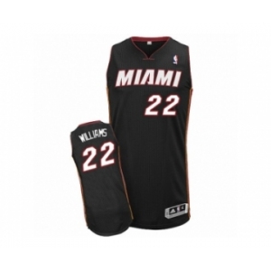 Men's Adidas Miami Heat #22 Derrick Williams Authentic Black Road NBA Jersey