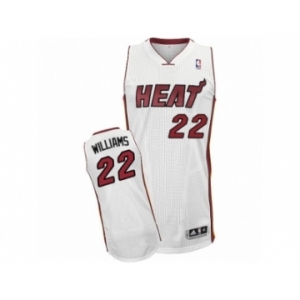 Men's Adidas Miami Heat #22 Derrick Williams Authentic White Home NBA Jersey