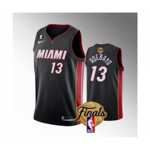 Men's Miami Heat #13 Bam Adebayo Black 2023 Finals Icon Edition With NO.6 Patch Stitched Basketball Jersey