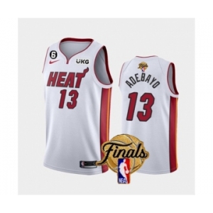 Men's Miami Heat #13 Bam Adebayo White 2023 Finals Association Edition With NO.6 Patch Stitched Basketball Jersey