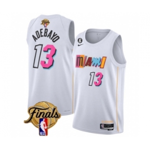 Men's Miami Heat #13 Bam Adebayo White 2023 Finals City Edition With NO.6 Patch Stitched Basketball Jersey