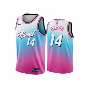 Men's Miami Heat #14 Tyler Herro Blue Pick City Edition New Uniform 2020-21 Stitched Basketball Jersey