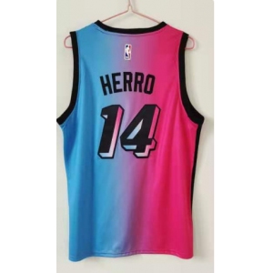 Men's Miami Heat #14 Tyler Herro Swingman Blue Red Basketball Jersey 2020-2021 City Edition