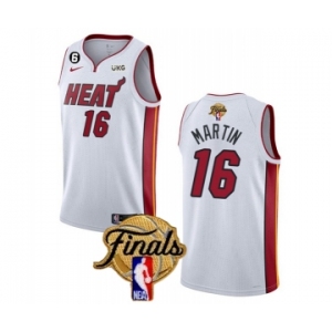 Men's Miami Heat #16 Caleb Martin White 2023 Finals Association Edition With NO.6 Patch Stitched Basketball Jersey