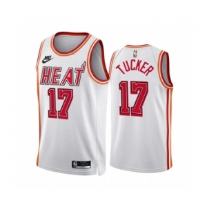 Men's Miami Heat #17 P.J. Tucker White Classic Edition Stitched Basketball Jersey