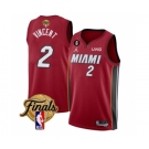 Men's Miami Heat #2 Gabe Vincent Red 2023 Finals Statement Edition With NO.6 Patch Stitched Basketball Jersey