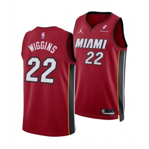 Men's Miami Heat #22 Andrew Wiggins Red 2025 Statement Edition Swingman Stitched Basketball Jersey