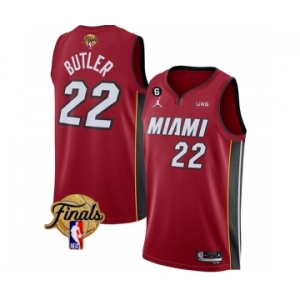 Men's Miami Heat #22 Jimmy Butler Red 2023 Finals Statement Edition With NO.6 Patch Stitched Basketball Jersey